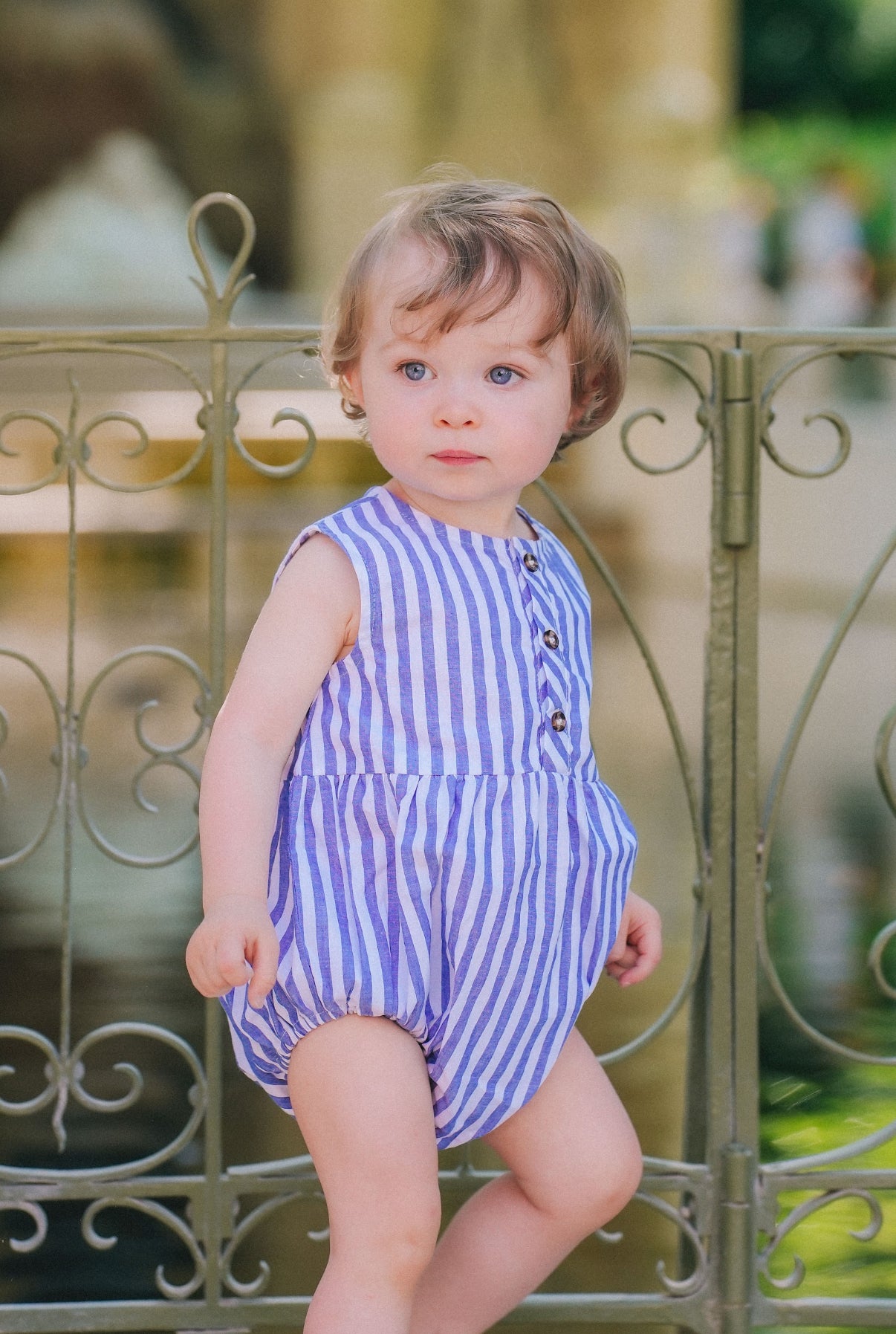 LOIR PARISロンパース Loir paris】PIO [Large blue stripes]/ロワールパリ ロンパース